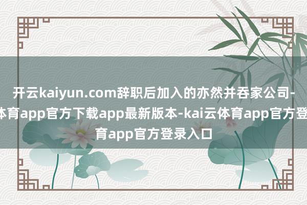 开云kaiyun.com辞职后加入的亦然并吞家公司-kai云体育app官方下载app最新版本-kai云体育app官方登录入口